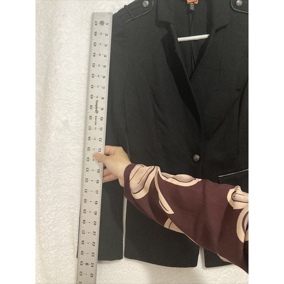 White House Black Market Jacket 00 Black Blazer Military Rayon Business Womens - Picture 7 of 8